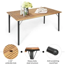 Tangkula 7 PCS Patio Rattan Dining Furniture Set Armrest Chairs Wooden Table -Tangkula GUEST e9adbc23 9e60 4480 958a 694de822ff8d