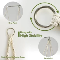 Tangkula Hammock Chair Macrame Swing, Patio Hanging Hammock Chair W/ LED Lights, Hanging Cotton Rope Hammock Swing Chair -Tangkula GUEST e9b3a37c 3948 47ef ab3d 1dc59c524d9a