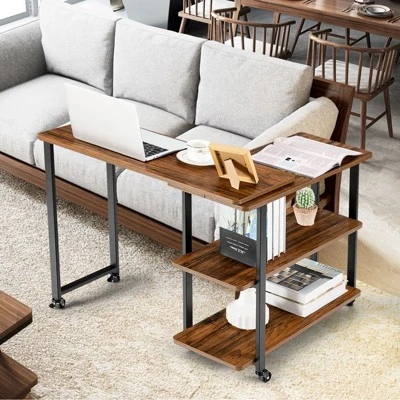 Tangkula Sofa Side Table W/Storage Shelves Mobile End Table Rolling Couch Table Desk For Living Room Bedroom 1 Tangkula Sofa Side Table W/Storage Shelves Mobile End Table Rolling Couch Table Desk For Living Room Bedroom