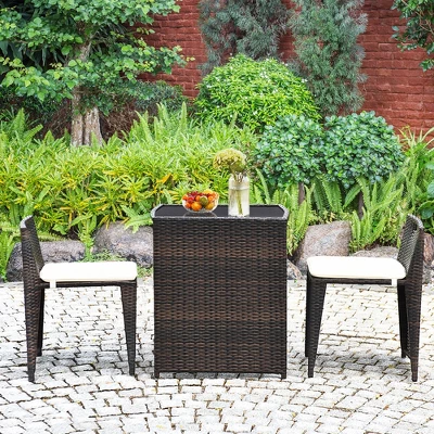 Tangkula 3 PCS Cushioned Wicker Patio Furniture Set Seat Sofa Outdoor No Assembly Brown 2 Tangkula 3 PCS Cushioned Wicker Patio Furniture Set Seat Sofa Outdoor No Assembly Brown - Image 2