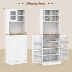 Tangkula Kitchen Pantry Cabinet W/Microwave Shelf 8 Door Shelves & 5 Adjustable Shelves -Tangkula GUEST ea4f2708 8397 4ca0 9052 23275dd91f67