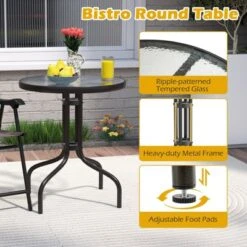 Tangkula 3 Pieces Bistro Set Outdoor Furniture Set With Tempered Glass Table Umbrella Hole -Tangkula GUEST eac97d17 feb0 4176 89b0 5e143377b7be
