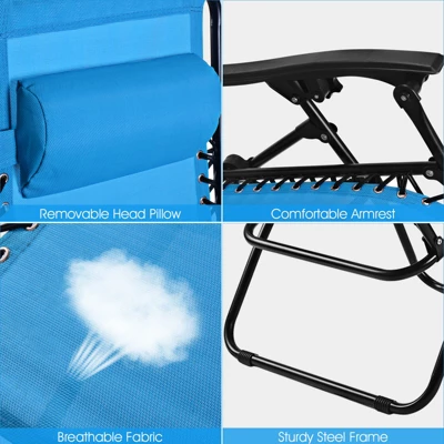 Tangkula 2PC Zero Gravity Chair Adjustable Recliners Textiliene 7 Tangkula 2PC Zero Gravity Chair Adjustable Recliners Textiliene - Image 7