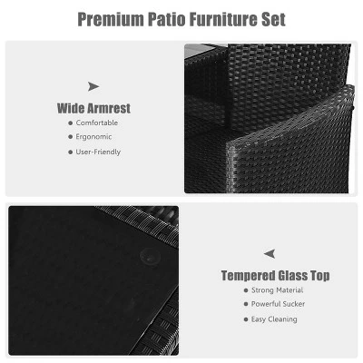 Tangkula Outdoor Rattan Furniture Wicker Patio Conversation Chair W/Cushions Turquoise 4 Tangkula Outdoor Rattan Furniture Wicker Patio Conversation Chair W/Cushions Turquoise - Image 4