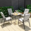 Tangkula 6PCS Outdoor Dining Set Patio Table & Chair Furniture Set W/ Cushions & Umbrella