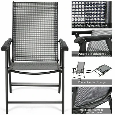 Tangkula 2PCS Folding Chairs Steel Frame Patio Garden Outdoor W/ Armrest & Footrest 6 Tangkula 2PCS Folding Chairs Steel Frame Patio Garden Outdoor W/ Armrest & Footrest - Image 6