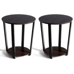 Tangkula 2 PCS 2-Tier Industrial Round End Table Metal Sofa Side Table With Storage Shelf 18 Tangkula 2 PCS 2-Tier Industrial Round End Table Metal Sofa Side Table With Storage Shelf -Tangkula GUEST eae11f5a 1325 4d96 b100 1e6234124904