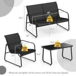 Tangkula 4 PCS Furniture Set Tempered Glass Coffee Table Chair Outdoor Patio Loveseat Black 6 Tangkula 4 PCS Furniture Set Tempered Glass Coffee Table Chair Outdoor Patio Loveseat Black -Tangkula GUEST eb0850e3 6df2 4946 949d 83598bc098ce 1