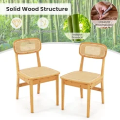 Tangkula Rattan Dining Chairs Set Of 2 Kitchen Dining Chairs With Simulated Rattan Backrest & Wood Frame 9 Tangkula Rattan Dining Chairs Set Of 2 Kitchen Dining Chairs With Simulated Rattan Backrest & Wood Frame -Tangkula GUEST eb44cd24 56d8 43c4 b3ea 6fee64632252
