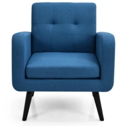 Tangkula Modern Upholstered Accent Chair Linen Fabric Single Sofa With Rubber Wood Leg Grey/ Blue 11 Tangkula Modern Upholstered Accent Chair Linen Fabric Single Sofa With Rubber Wood Leg Grey/ Blue -Tangkula GUEST eb7cbddf 88f1 4710 9b16 b9e530cf2ff7