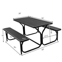 Tangkula Outdoor Picnic Table Bench Set Patio Camping Table W/Steel Frame & Wood Texture Tabletop For Garden -Tangkula GUEST ebbdc697 84ae 4ca0 8f4a a9f1eb2973e3
