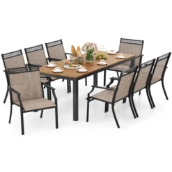 Tangkula 9-Piece Outdoor Patio Furniture W/ Large Wooden Tabletop & Umbrella Hole 19 Tangkula 9-Piece Outdoor Patio Furniture W/ Large Wooden Tabletop & Umbrella Hole -Tangkula GUEST ebe5501c 5412 4cdc b7ad 4fcf242262cc
