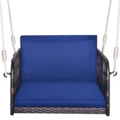 Tangkula Patio Rattan Porch Swing Single Person Hanging Seat W/ Seat & Back Cushions Backyard -Tangkula GUEST ec53b7d7 1c32 4853 9c46 9c0c9ffc6ffa