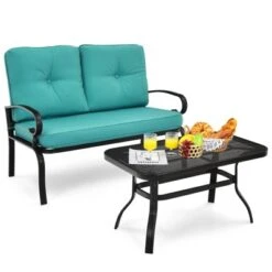 Tangkula 2PCS Patio Conversation Set Outdoor Loveseat W/Coffee Table & Cushions -Tangkula GUEST ec61e919 4eb6 4d70 bda7 4c3619ebbdae