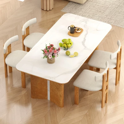 Tangkula Dining Chair Set Of 4 Upholstered Kitchen Chair W/ Padded Seat & Curved Backrest 2 Tangkula Dining Chair Set Of 4 Upholstered Kitchen Chair W/ Padded Seat & Curved Backrest - Image 2