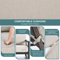 Tangkula 2 Pieces 2-Person Patio Outdoor Loveseat Sofa With 6" Thick Cushion And Coffee Table Set For Garden Beige -Tangkula GUEST ed2a40db 31d9 46ed a41b 773b8517fc60