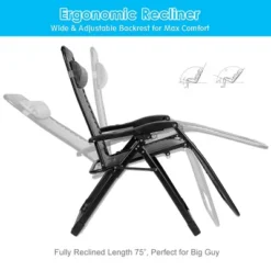 Tangkula Oversized Zero Gravity Lounge Chair Folding Recliner W/ Cup Holder & Pillow, Gray -Tangkula GUEST ed77634b 30fe 40ab 9940 56d3af9f3b98