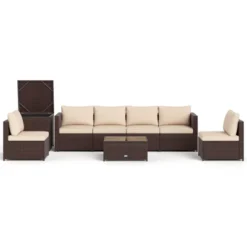 Tangkula 8 PCS Wicker Patio Furniture Set Rattan Sectional Sofa Set W/ Cushions -Tangkula GUEST ed7eb93b bb98 4983 acc3 2cf36eee72e9