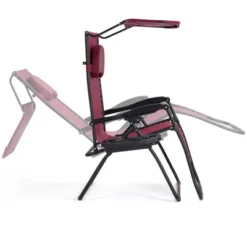 Tangkula Recling Zero Gravity Chair With Drink Tray & Sunshade, Wine -Tangkula GUEST eda0db1e c09b 46ec b7f2 5b044863c84b