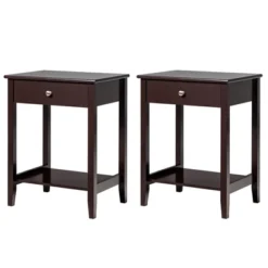 Tangkula 2PCS Nightstand Sofa Side End Table Bedroom Living Room W/ Shelf Drawer Brown 17 Tangkula 2PCS Nightstand Sofa Side End Table Bedroom Living Room W/ Shelf Drawer Brown -Tangkula GUEST edd0df7d c7e3 4005 8b14 b67048d28486
