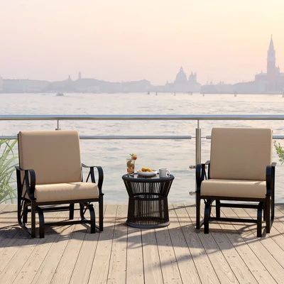 Tangkula 2 Pieces Patio Glider Chair Outdoor Metal Glider W/ Seat & Back Cushions Backyard Poolside 1 Tangkula 2 Pieces Patio Glider Chair Outdoor Metal Glider W/ Seat & Back Cushions Backyard Poolside