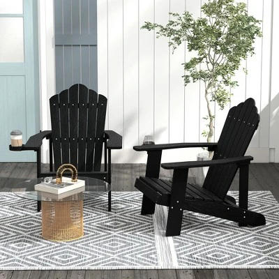 Tangkula Patio HIPS Outdoor Weather Resistant Slatted Chair Adirondack Chair W/ Cup Holder 1 Tangkula Patio HIPS Outdoor Weather Resistant Slatted Chair Adirondack Chair W/ Cup Holder