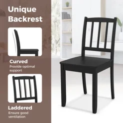 Tangkula Wood Dining Chair Set Of 4 W/ Rubber Wood Legs Curved Backrest For Kitchen -Tangkula GUEST ee861489 f897 4da2 88c2 6a52671bee1b