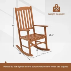 Tangkula Patio Rocking Chair W/ 400 Lbs Weight Capacity Eucalyptus Wood Porch Rocker W/ High Back 12 Tangkula Patio Rocking Chair W/ 400 Lbs Weight Capacity Eucalyptus Wood Porch Rocker W/ High Back -Tangkula GUEST ee9aa743 40c9 426b 8e7b 03b15e08545e