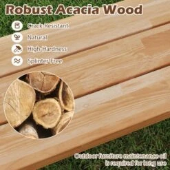 Tangkula 63 Inch Patio Bench Set Of 1/2, Acacia Wood Long Dining Bench W/ Heavy-Duty Metal Legs -Tangkula GUEST eee5c016 68e2 4c3a bb45 03ce56a72c44