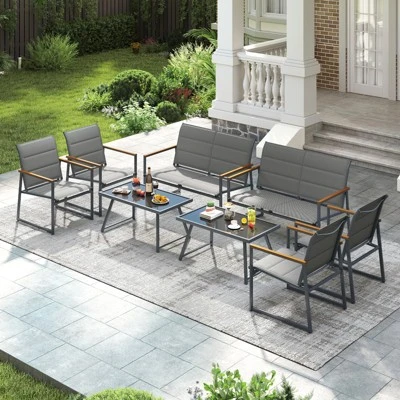 Tangkula 4 Piece Patio Furniture Set Outdoor Metal Conversation Set W/ Padded Fabric Seat 4 Tangkula 4 Piece Patio Furniture Set Outdoor Metal Conversation Set W/ Padded Fabric Seat - Image 4