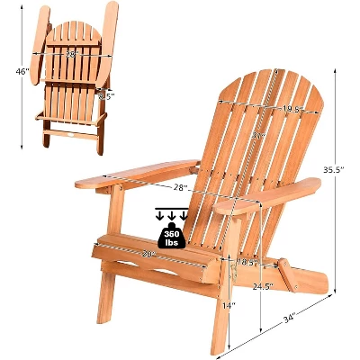 Tangkula 4PCS Folding Adirondack Chair Weather Resistant Outdoor Chair Eucalyptus Wood Adirondack Lounger Chair For Patio 8 Tangkula 4PCS Folding Adirondack Chair Weather Resistant Outdoor Chair Eucalyptus Wood Adirondack Lounger Chair For Patio - Image 8