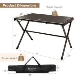 Tangkula Camping Table Roll-Up Aluminum Beach Table W/ Carry Bag For 4-6 Person Folding Table X-shaped Frame Lightweight Patio Table -Tangkula GUEST efa3f902 36df 479a 9c1a c3e9e24ca5c9