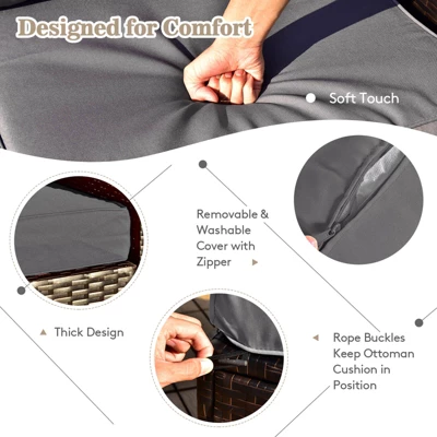 Tangkula 9 Pieces Furniture Set W/ 50,000 BTU Propane Fire Pit Table Patio Gray 4 Tangkula 9 Pieces Furniture Set W/ 50,000 BTU Propane Fire Pit Table Patio Gray - Image 4