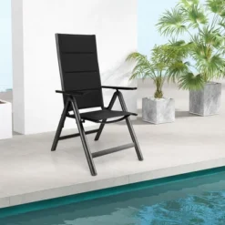 Tangkula Patio Folding Chairs Lightweight Outdoor Dining Chairs W/ Padded Seat