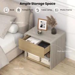 Tangkula 2 PCS Modern Style Nightstand 2-Tier Sofa Side Bedside Table W/ Drawer & Open Shelf -Tangkula GUEST eff0c16a 14ec 4d20 9c3b d580270119d5