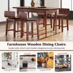 Tangkula Swivel Dining Chair Set Of 4 Farmhouse Wooden Kitchen Chairs Armless Side Chairs -Tangkula GUEST f047d46d 29b5 4364 ae0c f0307567aaca