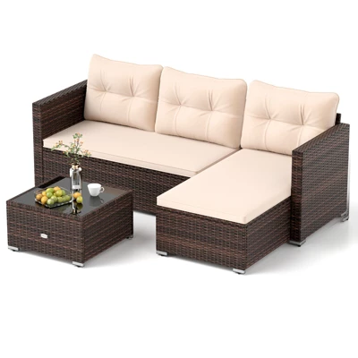 Tangkula 4 Seats Outdoor Patio Furniture Set L-Shaped Couch Set For Yard 10 Tangkula 4 Seats Outdoor Patio Furniture Set L-Shaped Couch Set For Yard - Image 10