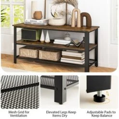 Tangkula Industrial TV Stand Media Entertainment Center With 2-tier Open Storage Shelves & Metal Frame TV Cabinet For TVs Up -Tangkula GUEST f1a1469b 06e1 4f15 8928 e1aca16a7258