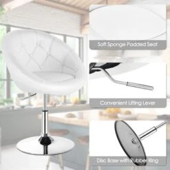 Tangkula Modern Swivel Bar Stools Height Adjustable Round Tufted Back Accent Chair Black/White -Tangkula GUEST f21e7cc0 00e0 4932 84b6 e701019b4e77