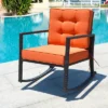 Tangkula Outdoor Wicker Rocking Chair Glider Rattan Rocker Recliner