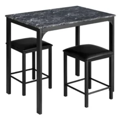 Tangkula 3 Pieces Counter Height Table Set 2 Chairs Bar Dining Room Faux Marble -Tangkula GUEST f2810051 c441 4050 8762 c9697134aa8b