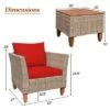 Tangkula 3 Piece Outdoor Rattan Sofa Set Wicker Conversation Furniture Set With Cushions