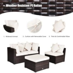 Tangkula 4PCS Rattan Patio Sofa Conversation Set Outdoor Furniture Set W/ Cushion -Tangkula GUEST f2c8ea15 a1fe 4bee b40f 58cf74565811
