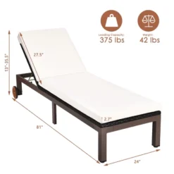 Tangkula 2PCS Patio Adjustable Rattan Recliner Chaise Lounge Chair W/ Cushion Wheels -Tangkula GUEST f2e560d7 0ead 4075 8f8e f084344c0e7e