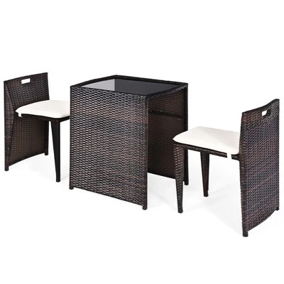 Tangkula 3 PCS Cushioned Wicker Patio Furniture Set Seat Sofa Outdoor No Assembly Brown 9 Tangkula 3 PCS Cushioned Wicker Patio Furniture Set Seat Sofa Outdoor No Assembly Brown - Image 9