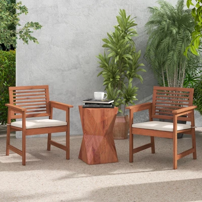 Tangkula Outdoor Hardwood Armchairs Set Of 2/4 Weather-resistant Slatted Armchairs W/Removable Cushions 2 Tangkula Outdoor Hardwood Armchairs Set Of 2/4 Weather-resistant Slatted Armchairs W/Removable Cushions - Image 2