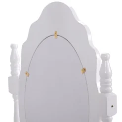 Tangkula White Vanity Mirror Wood Makeup Dressing Table Stool Set White (Mirror, 3 Drawers, Stool) -Tangkula GUEST f337c7f2 588e 40e3 a956 eecaddfc7ac2