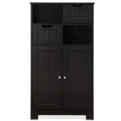 Tangkula Wooden Floor Storage Cabinet For Livingroom Bathroom Office W/Open Shelf, 2 Doors And 2 Drawers -Tangkula GUEST f390005e 0a3b 4a39 bd34 700d6aec240d