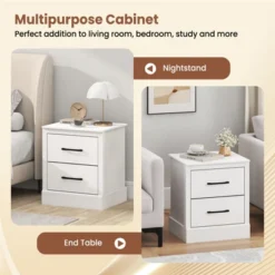 Tangkula Farmhouse Nightstand Set Of 2 Wood Bedside Table With 2 Storage Drawers Compact Floor Night Stand End Table White Accent Sofa Side Table -Tangkula GUEST f39d3c8d 58df 423e aca2 3e97a3d6e1b7