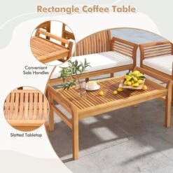 Tangkula 5 Pieces Acacia Wood Patio Conversation Set Outdoor Furniture Sofa Set With Removable Seat Cushions Sectional Sofa & Table Set -Tangkula GUEST f3eed65c 4ded 48c4 9e9d bbe9b479a250